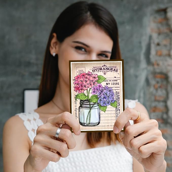 GLOBLELAND Hydrangeas Background Postcard Clear Stamps