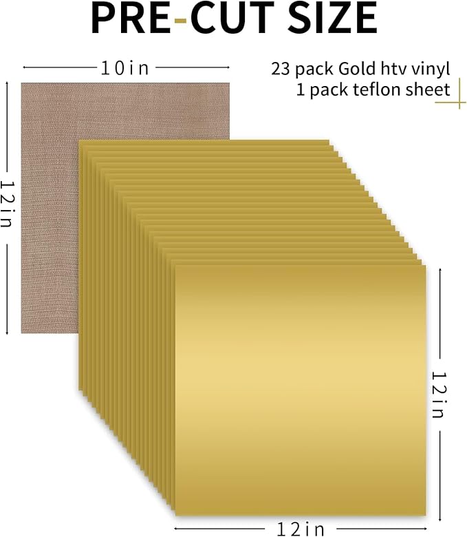 HTVRONT Gold HTV Heat Transfer Vinyl Bundle: 24 Pack 12"x12" Iron on Vinyl |