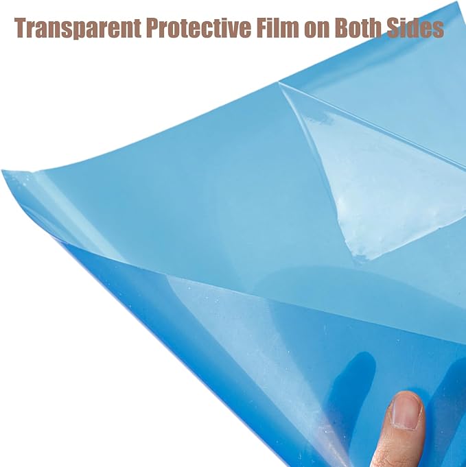 10-Pack A4 Colored PVC Flexible Plastic Sheets, 0.3mm Blue Transparent Film