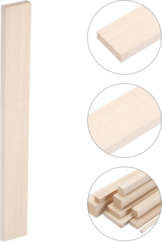 MECCANIXITY 6pcs Wood Sticks, 3/8"x 1.4" x 12" Rectangle Wooden Cube Wood