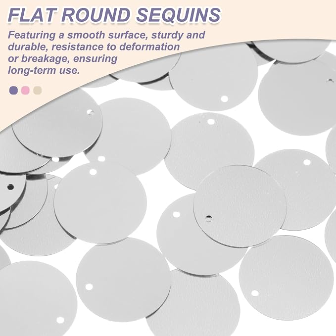 MECCANIXITY 700 Pcs Flat Round Sequins 15mm/0.6 Inch Loose Paillettes Craft