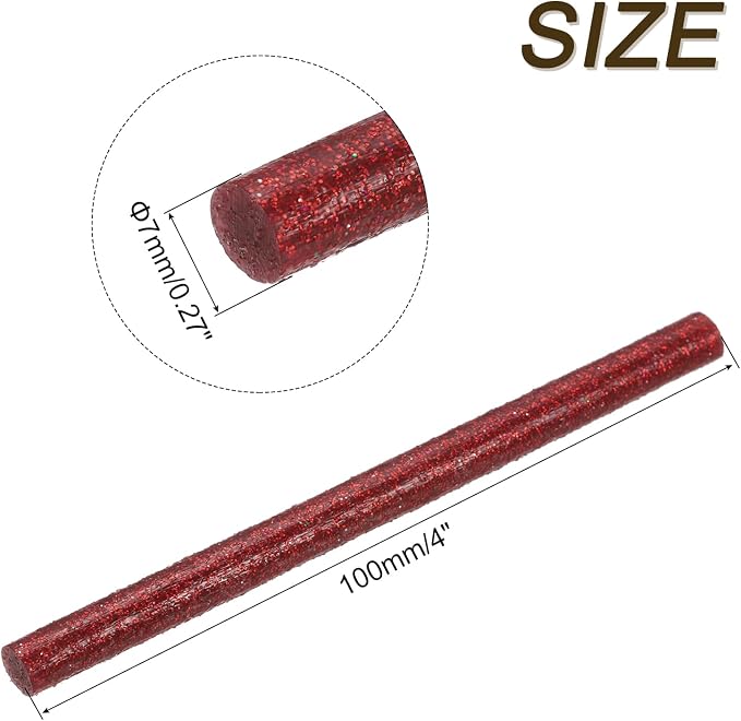 uxcell Mini Hot Glue Sticks for Glue Gun 7mm x 100mm Glitter Bright Red 12pcs