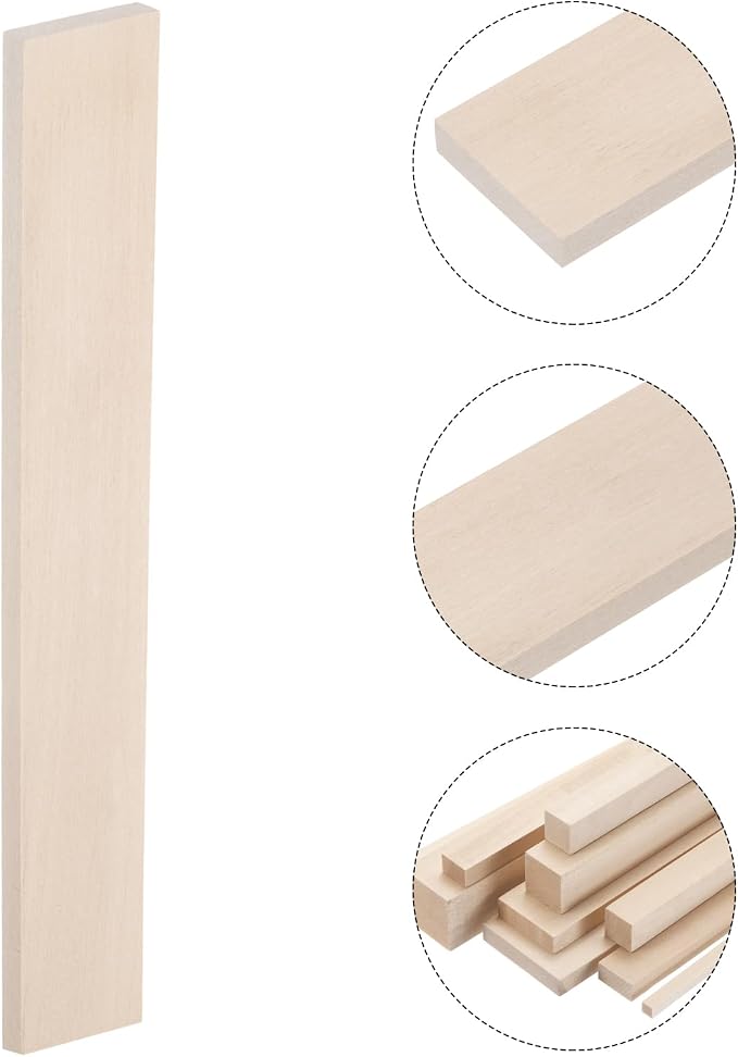 MECCANIXITY 6pcs Wood Sticks, 3/8"x 1.8" x 12" Rectangle Wooden Cube Wood