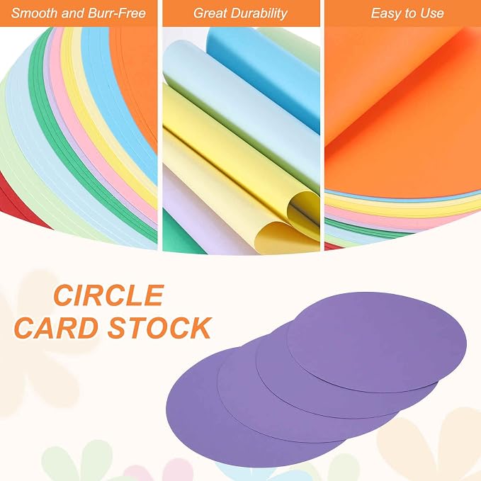 MECCANIXITY 24 Pcs Circle Card Stock, 8.3 Inch Round Cutouts Paper Thick