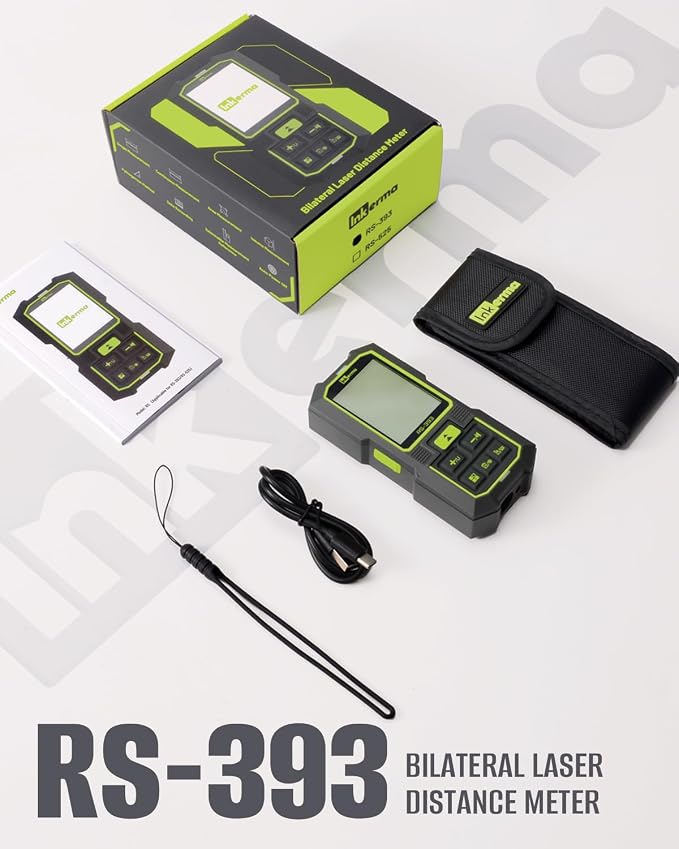 Inkerma Dual Laser Measurement Tool, 393Ft/120M Bilateral Laser Distance Meter