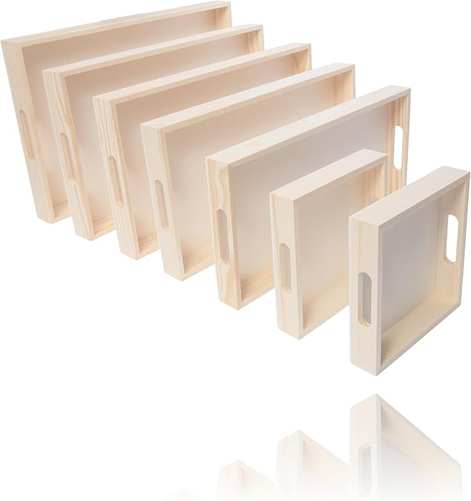 Wooden Nested Serving Trays, Unfinished Rectangle Trays