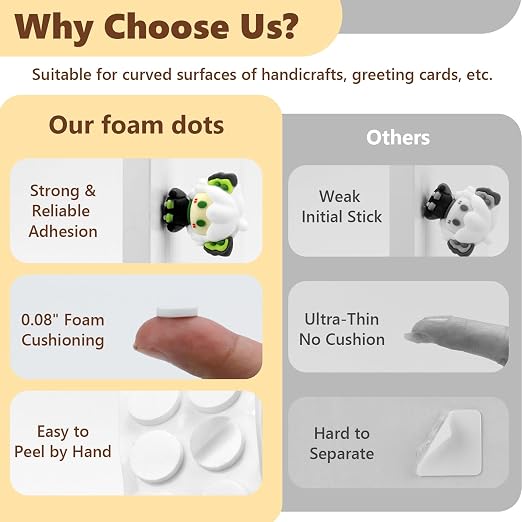 400 PCS 2mm Double Sided Foam Dots 0.4" Foam Round Dots 3D Foam Tape Craft