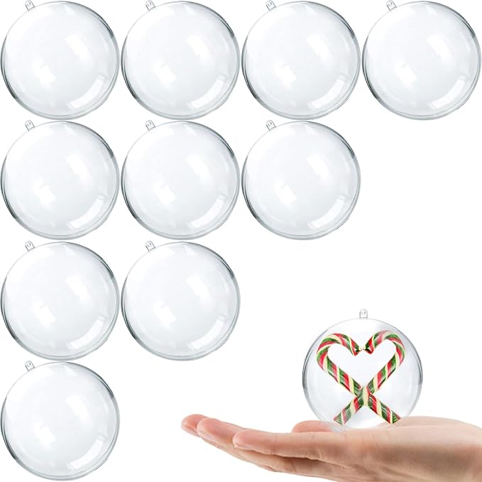 Jishi 10pk Clear Plastic Christmas Ornaments