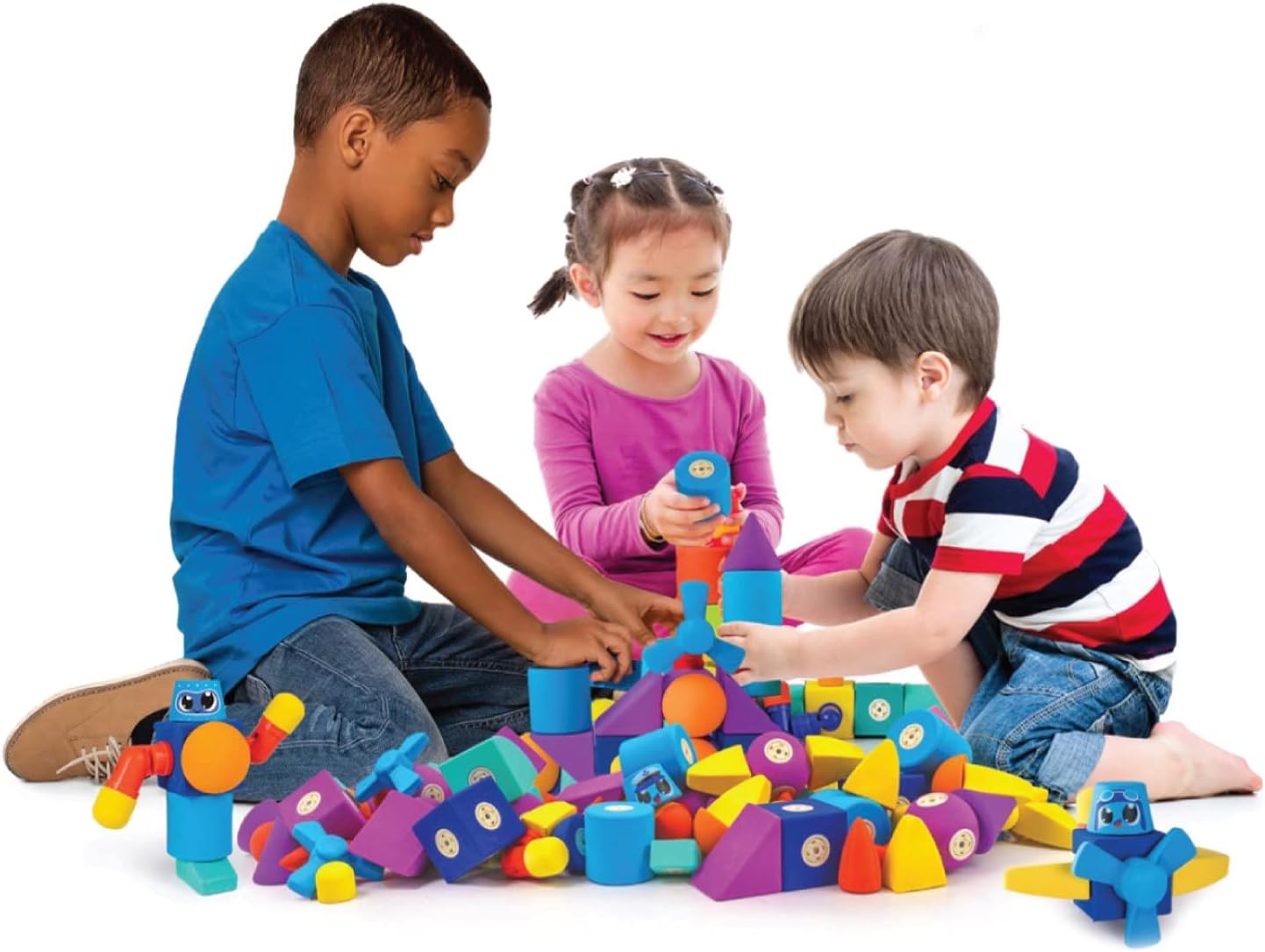Blockaroo Magnetic Foam Building Blocks - 13-Piece Roadster, Bath Toys for Toddlers, Preschool Toys, Bathtub Toys, Sensory Toys, Blocks for Toddlers 3-5, Engineering Toys for Kids 3-5, Bath Blocks
