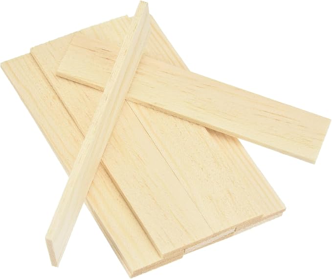 MECCANIXITY 10Pcs Wood Strips Slats, 5/64" x 7/8" x 4" Thin Wood Sticks Flat