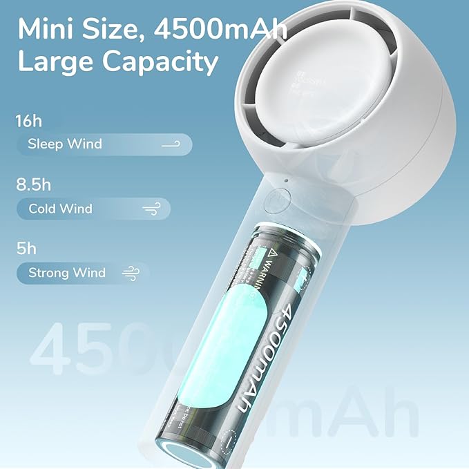 JISULIFE Mini Portable Fan-Bladeless Safe Design, Powerful Turbo Handheld Fan with 5 Speeds, 16Hrs Max Cooling Time，USB Rechargeable, Small Pocket for Travel/Lash, Gifts For Girls/Women