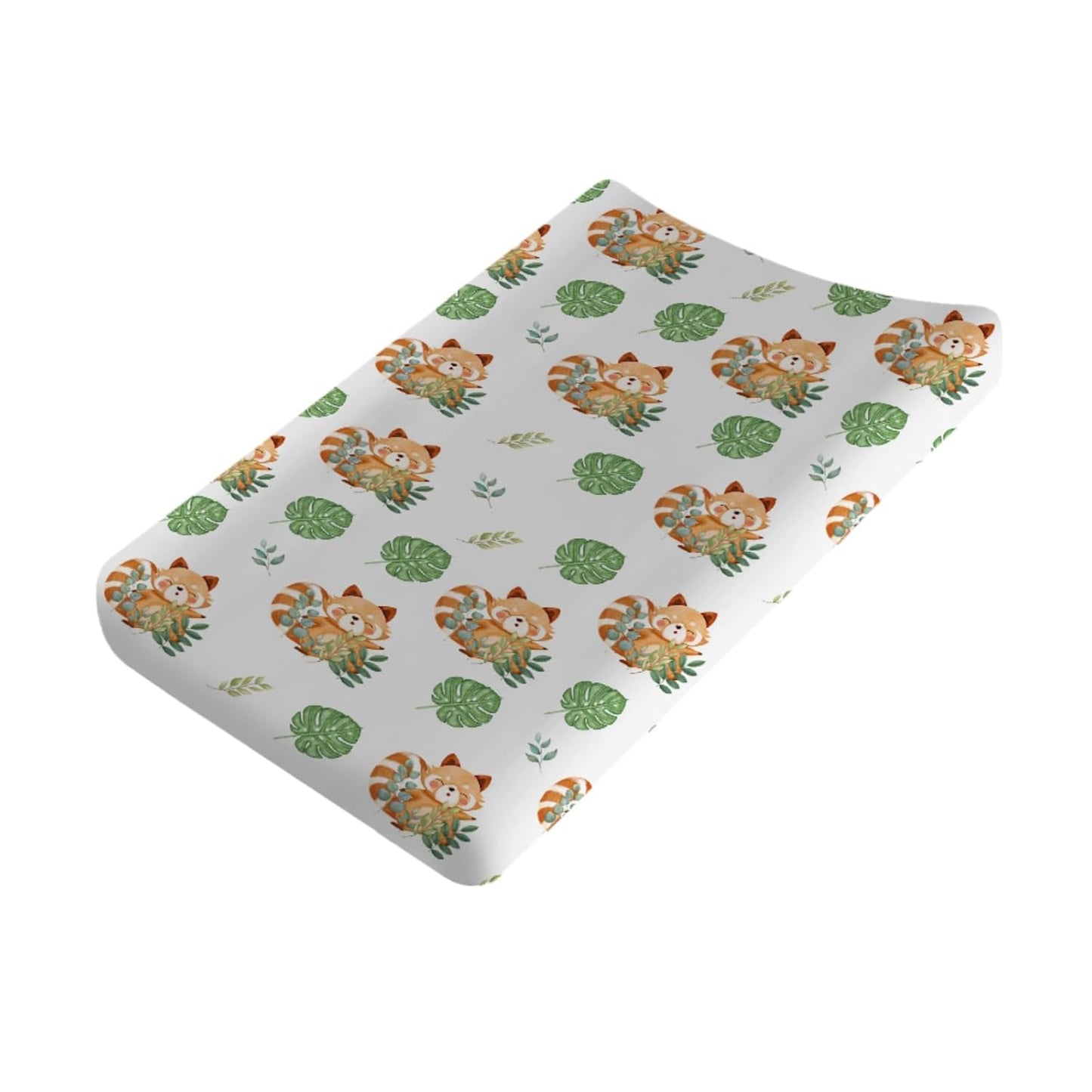 Cartoon Panda Tropical Leaves Changing Pad Cover Cute Panda Boho Leaf Diaper Changing Table Cover Sheets for Boy Girl Animal Wildlife Soft Stretchy Snug Fitted Baby Changing Table Mats 32''x16''