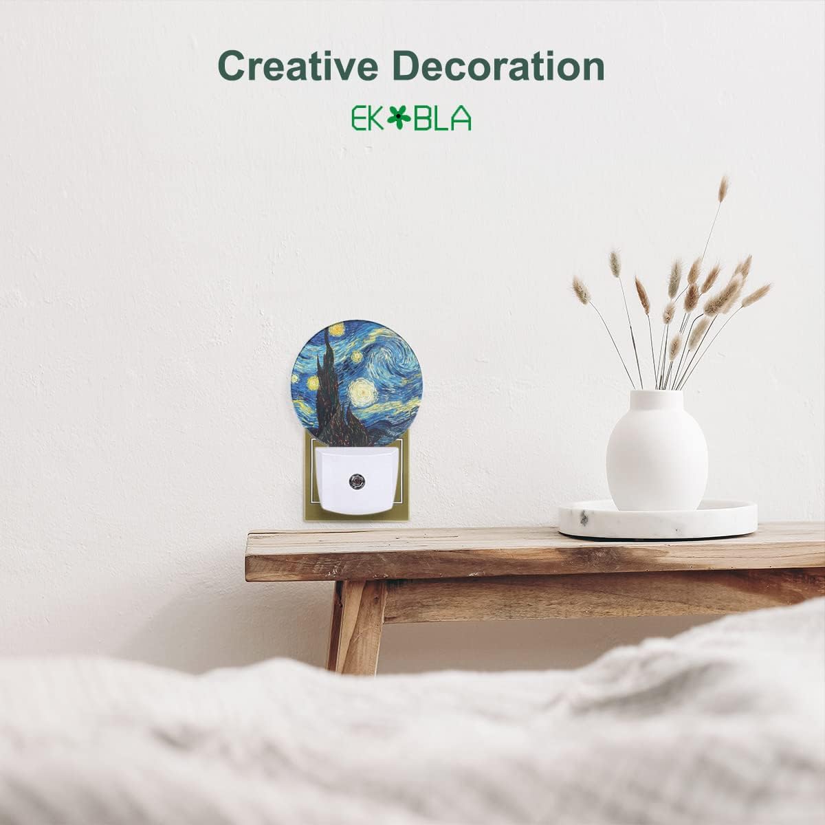 EKOBLA LED Night Light Van Gogh Starry Night, Night Lights Plug into Wall 0.5W Sleep Friendly for Men Women Boys Girls, Auto Sensor Nightlight for Stairway/Hallway/Bedroom