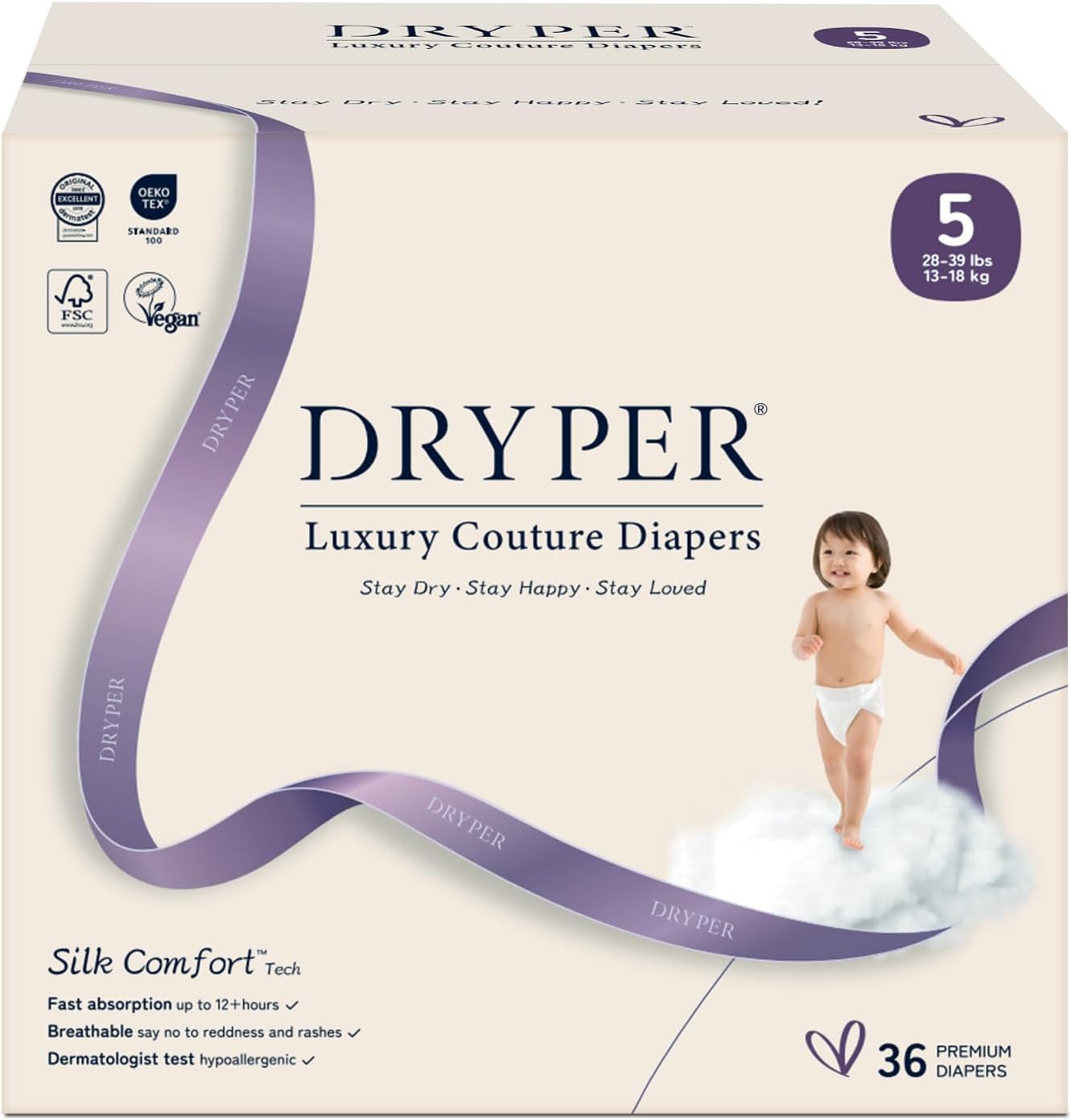 Baby Nappies - Size 5 (13-18kg / 28-39 lbs), 6 x 6 Nappies (36 Total), Ultra Soft Nappies Super Absorption Core Disposable Baby Diapers