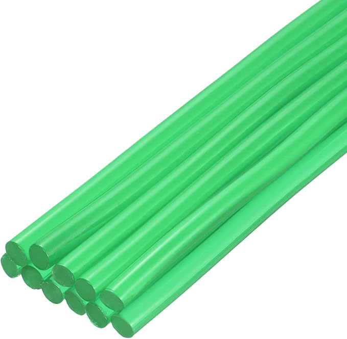 uxcell Mini Hot Glue Sticks for Glue Gun 7mm x 200mm Transparent Green 12pcs