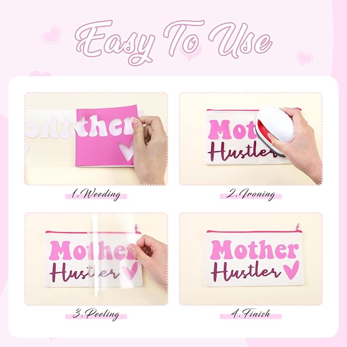 Tintnut Pink Frosting Heat Transfer Vinyl, easy cut & weed, stretch washable