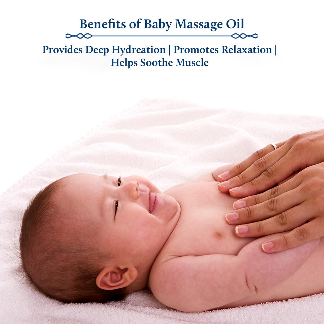 Blue Nectar Gentle Baby Oil for Newborn Skin Care-Moisturizing Baby Massage Oil (3.38 Fl Oz) Paired with Baby Hair Oil with Organic Ghee, Almond Oil, Coconut Oil (6.76Fl Oz)