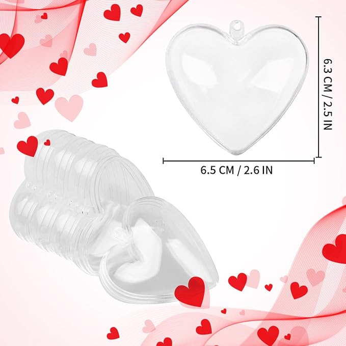 Jishi Clear Plastic Heart Ornaments 10-Pack Christmas Ornament Fillable Balls
