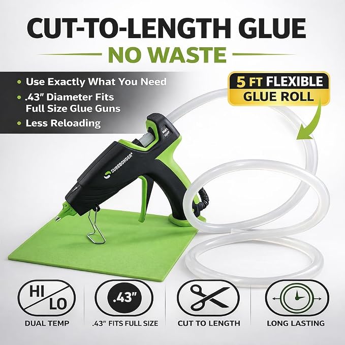 Surebonder Full-Size Hot Glue Stick Roll, 5 Ft Length, 0.43 Inch Diameter