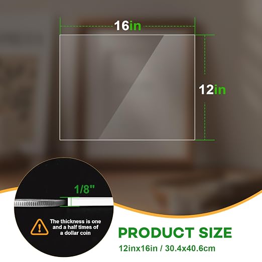 VOISEN 3 Pack Plexiglass Sheets 1/8 Inch Thick, Display Cases, Sneeze Guard