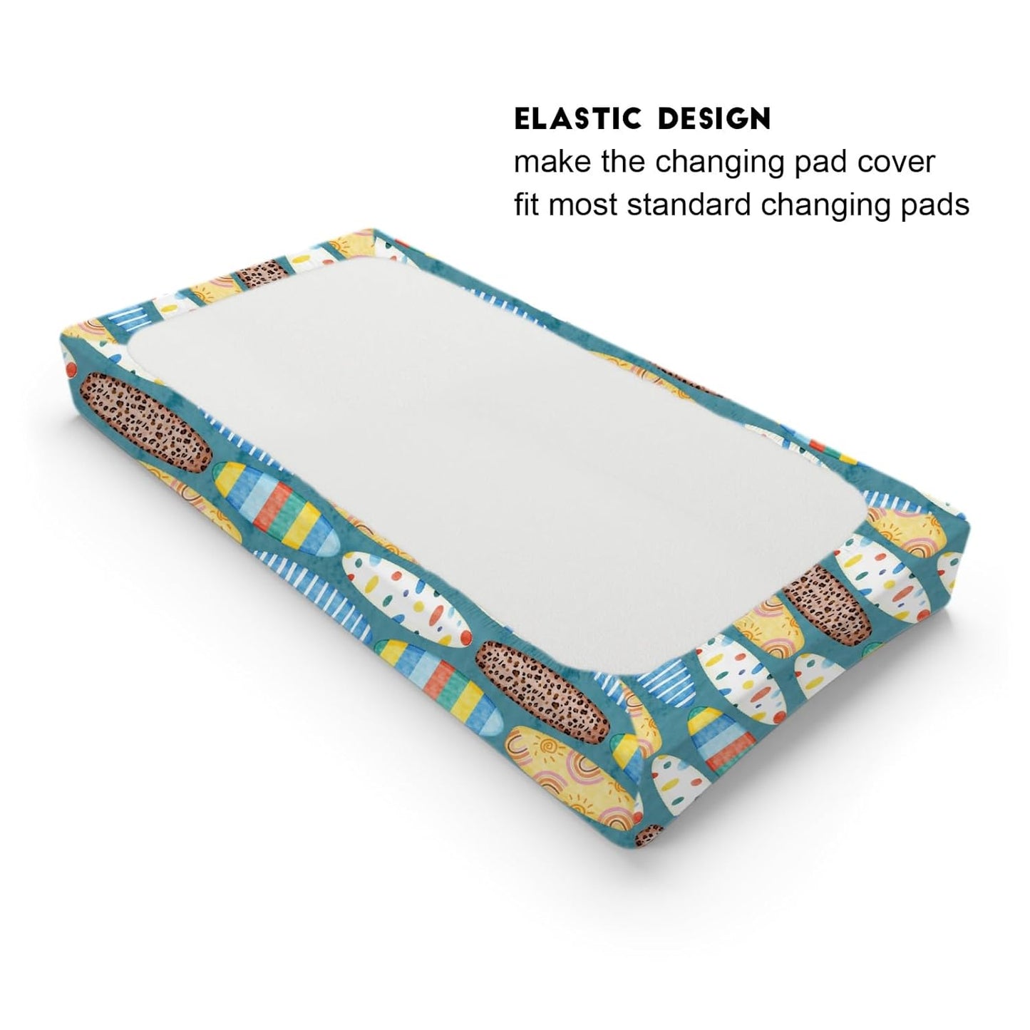 Boho Surfboard Baby Changing Pad Cover Sheets for Baby Boy Girl 32''x16'' Beach Surfing Unisex Fitted Diaper Changing Table Sheets Colorful Surfboard Comfort Soft Breathable Baby Changing Table Mats
