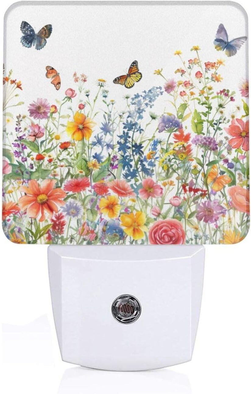 Led Night Light, Floral Plants Decorative Plug in Nightlights,with Smart Auto Dusk to Dawn Night Light for Bedroom, Kitchen, Nursery, Bathroom