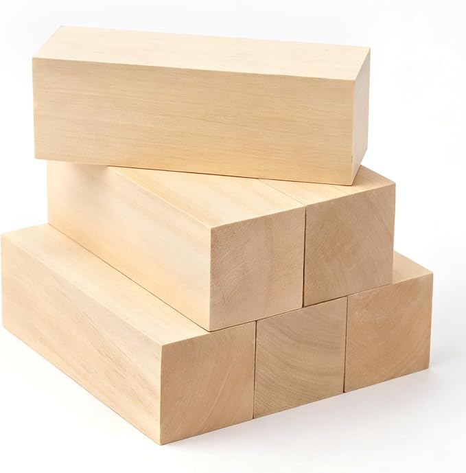 6 Pack Basswood Carving Blocks, Unfinished Wood Whittling Blocks