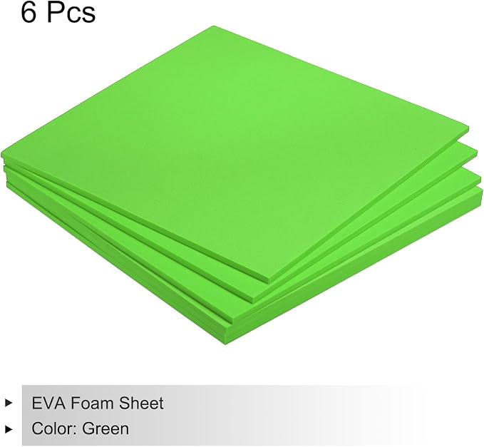MECCANIXITY EVA Foam Sheets Green 9.8 Inch x 9.8 Inch 5mm Thick Crafts Foam