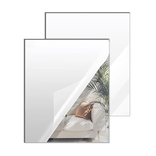Silver Mirror Acrylic Sheets – 2 Pack, 12x16Inches, 1/8 Inch Thick, Reflective