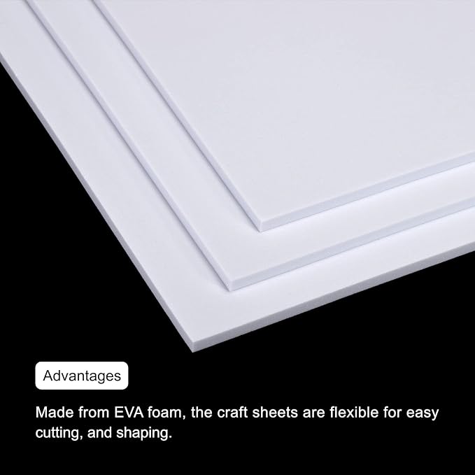 MECCANIXITY EVA Foam Sheets White 9.8 Inch x 9.8 Inch 5mm Thick Crafts Foam