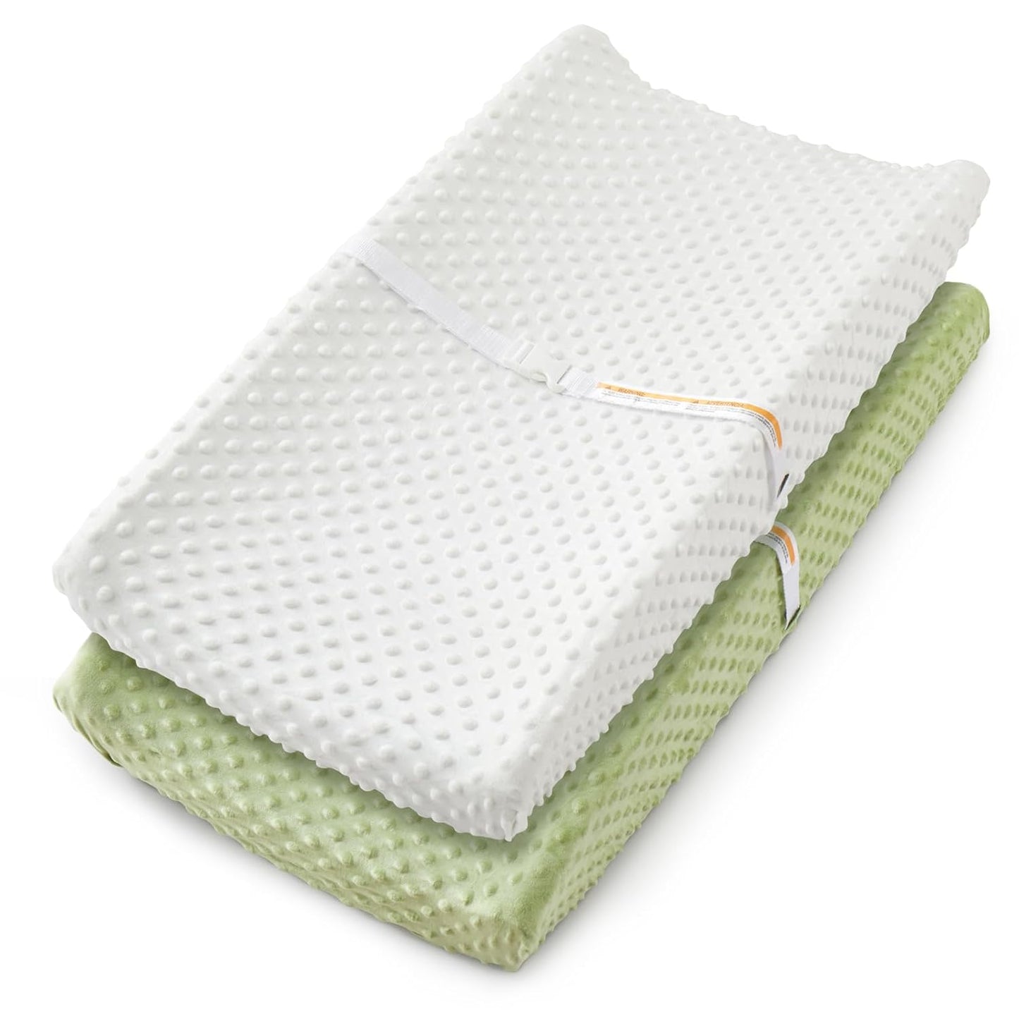 Homiest 2 Pack Changing Pad Cover, White + Sage Green Changing Table Sheets, Ultra Soft Fleece Minky Dot Fabric, Breathable Comfortable Diaper Pad Cover for Girls and Boys, Machine Washable