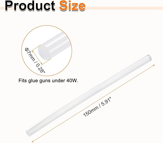 HARFINGTON 10pcs Hot Glue Sticks 0.28" Dia x 5.91" Long EVA Mini Hot Melt
