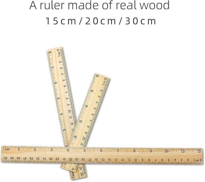 3 Pack Wooden Ruler Wood Ruler Measuring Tool | Wood Ruler