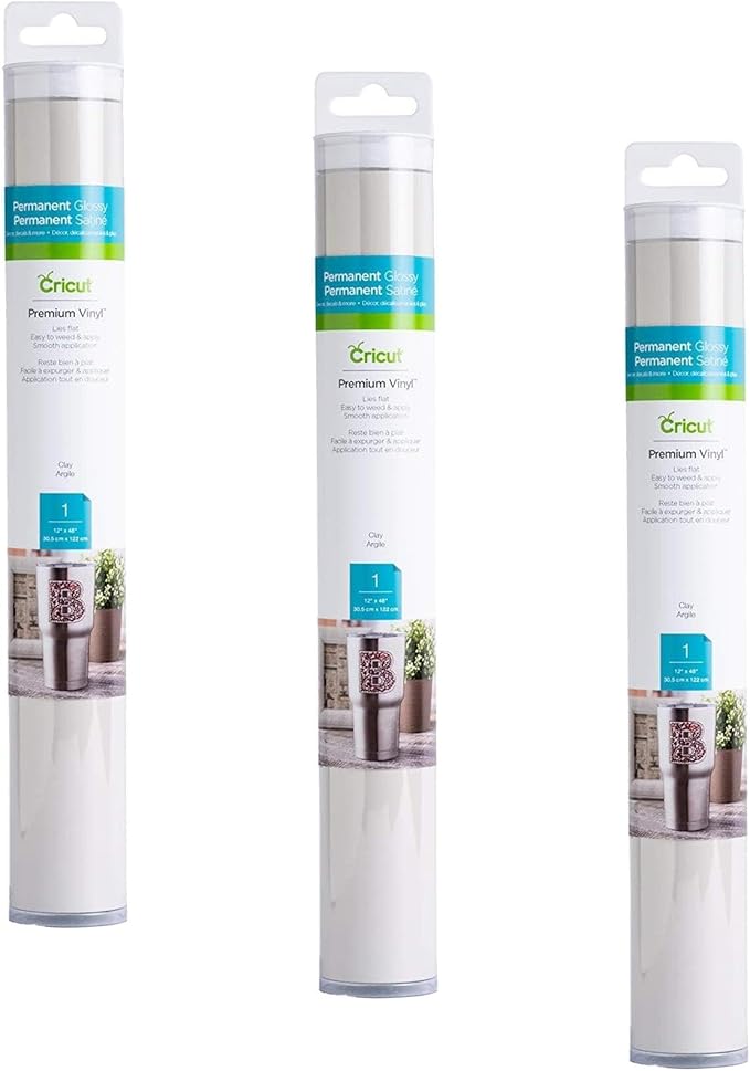 Cricut Premium Permanent Vinyl, Clay 3-Pack of 4ft Rolls
