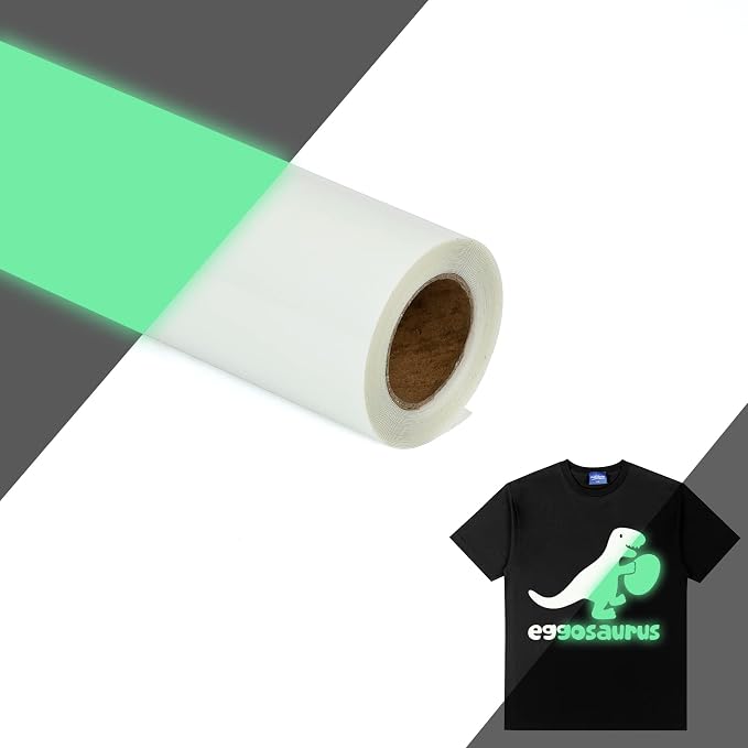 HTVVETUR Glow in The Dark HTV Heat Transfer Vinyl Roll 12 Inch by 10 Feet Iron