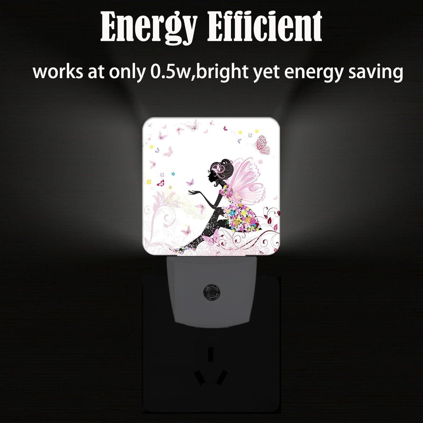 Pink Beautiful Women Butterfly Night Light,Plug Into Wall with Dusk to Dawn Light Sensors, Warm Nightlights for Bedroom, Bathroom, Hallway, Kitchen, Gifts Ideal for Boys Girls Women Men