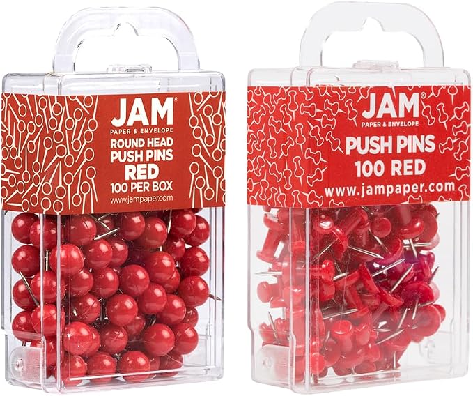JAM PAPER Colorful Push Pins