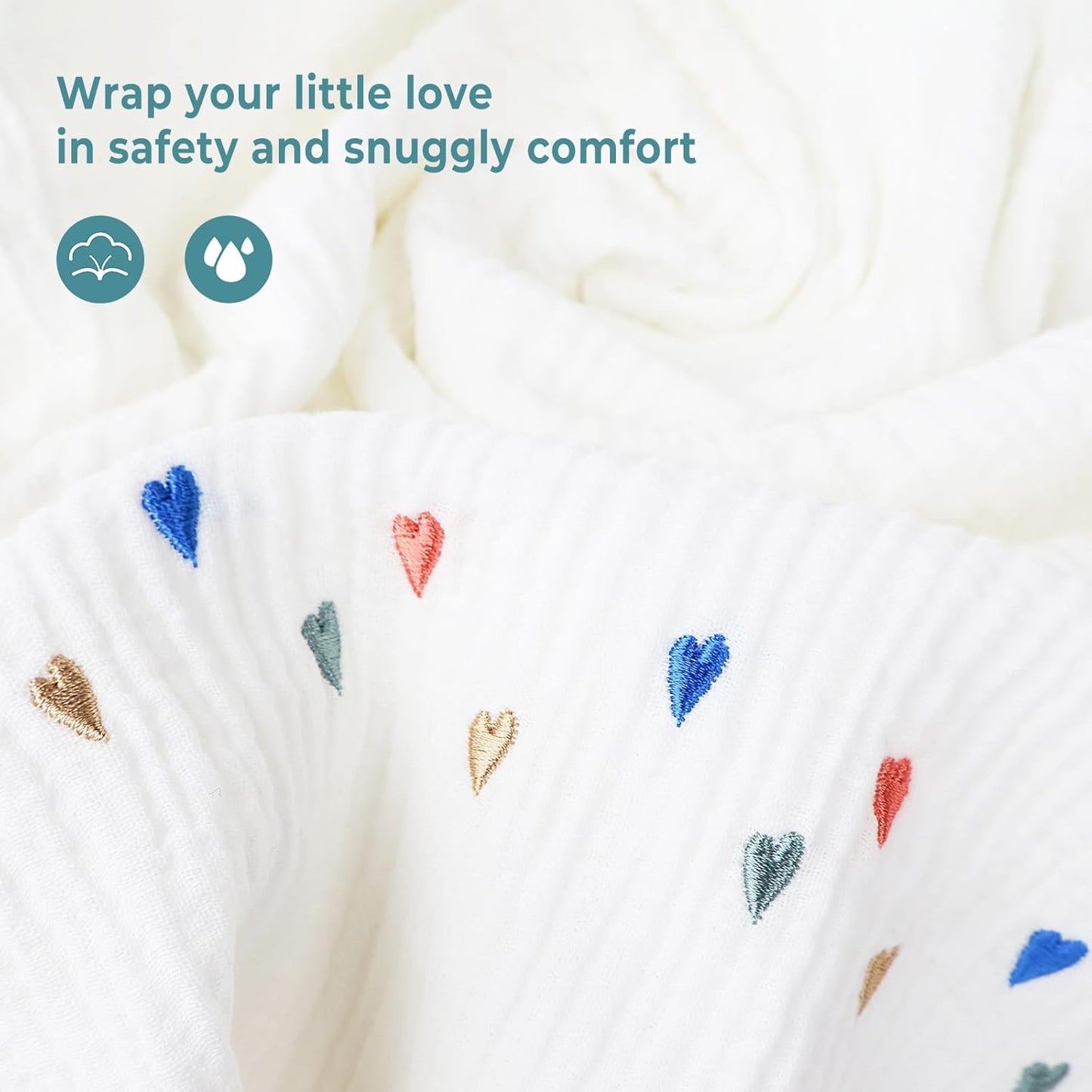 Poncho Muslin Towels for Kids Set of 6 for Embroidery,Baby Bath Towels with Muslin and Soft Terry Towel,24" x 24"Baby Beach Poncho with Seamless Pro Edge, Gifts for Boys and Girls