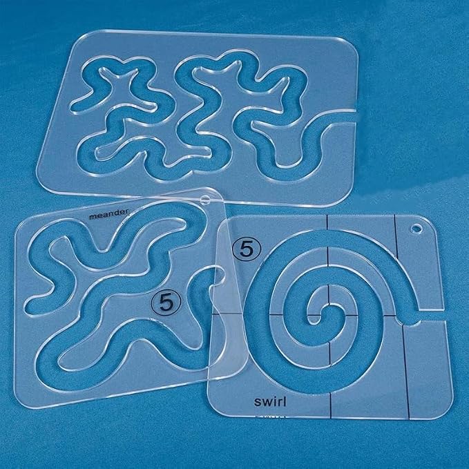 Henmany Free Motion Quilting Templates: Acrylic Quilting Ruler Set Beginner |