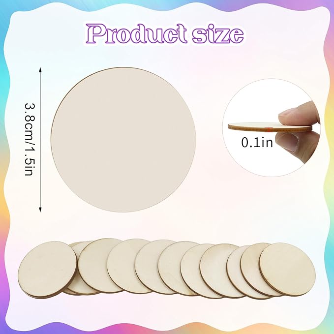 100 Pieces Unfinished Wood Circle
