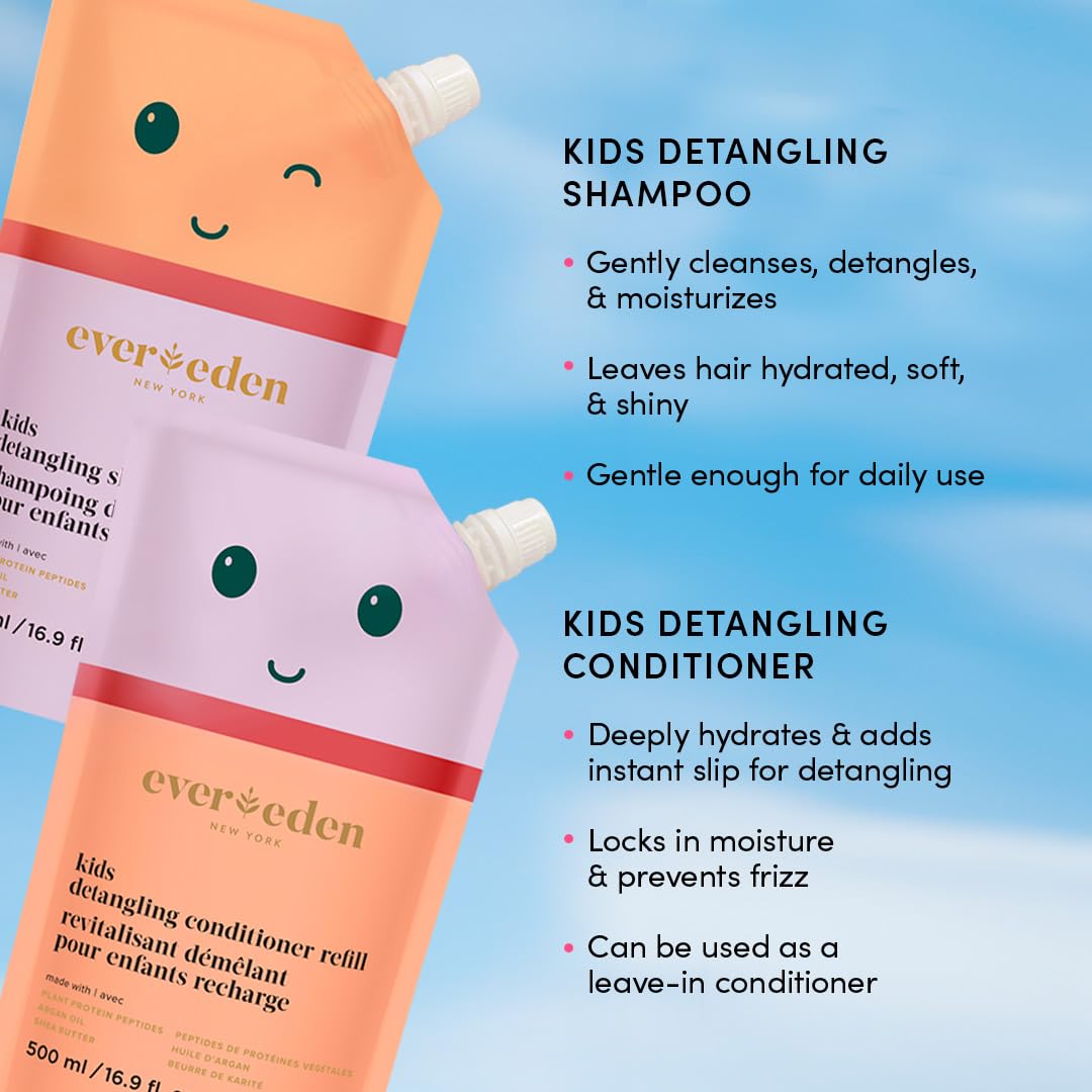 Evereden Kids Shampoo Refill, 16.9 fl oz | Detangling, Clean, Non-Toxic Ingredients | Gentle Kids Haircare