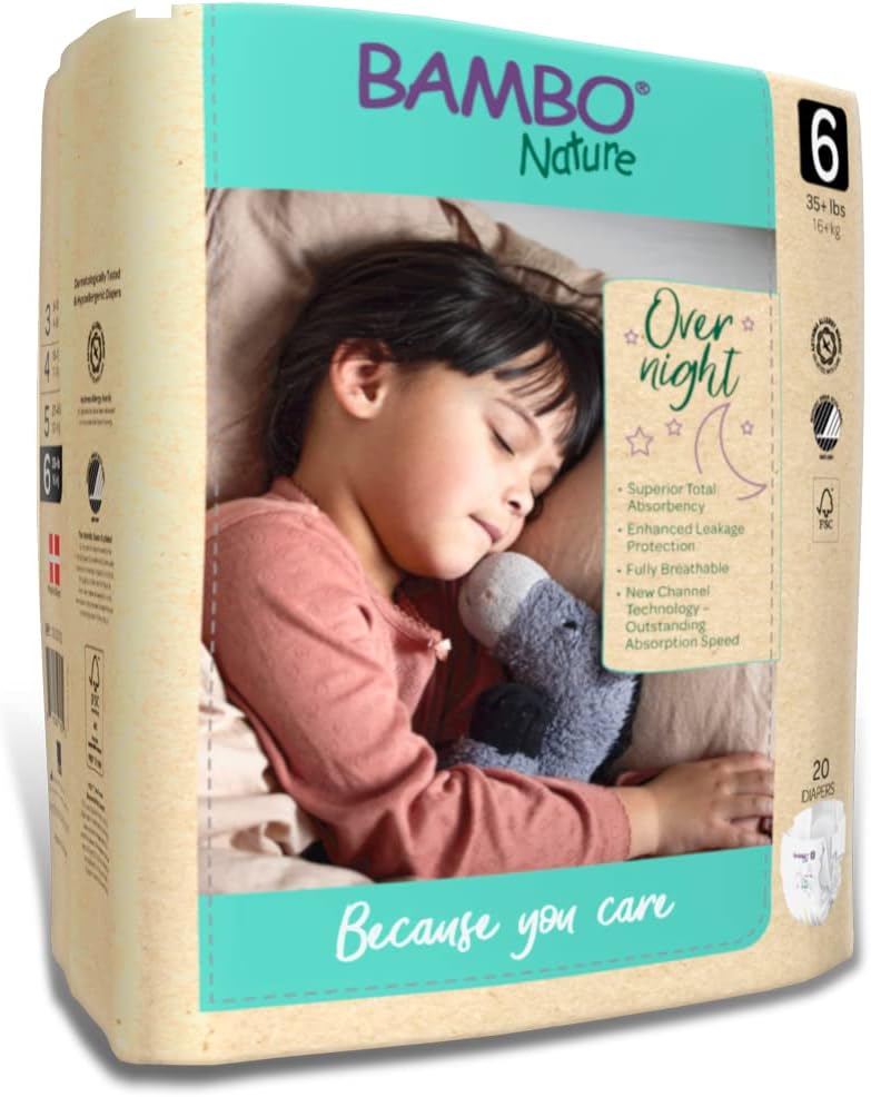 Bambo Nature Overnight Baby Diapers (Sizes 3 TO 6), Size 6, 20 Count