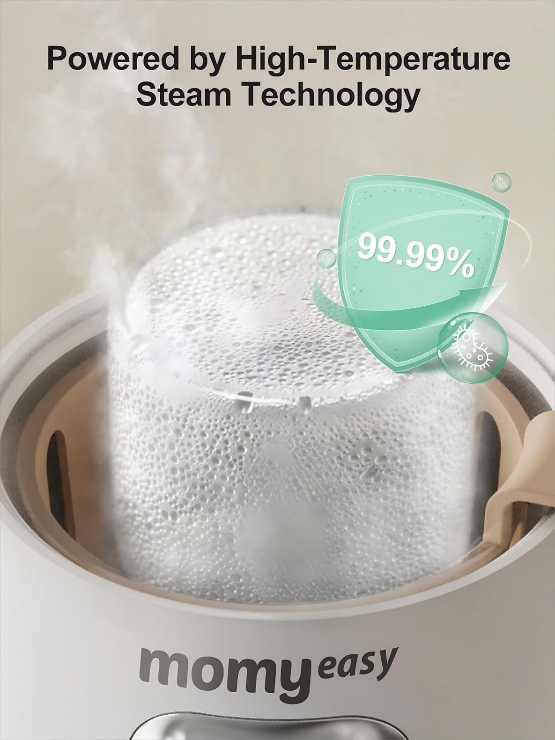 MOMYEASY Fast 2-Minute Baby Bottle Warmer - Steam Heating for Breastmilk & Formula, Fits All Bottles, Precise Temp Control with Timer, Auto Shut-Off