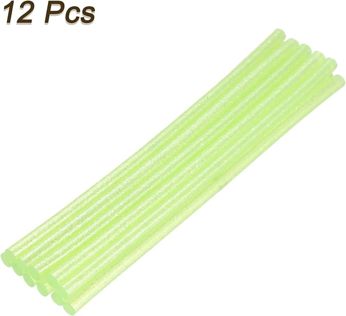 uxcell Mini Hot Glue Sticks for Glue Gun 7mm x 200mm Glitter Transparent Green