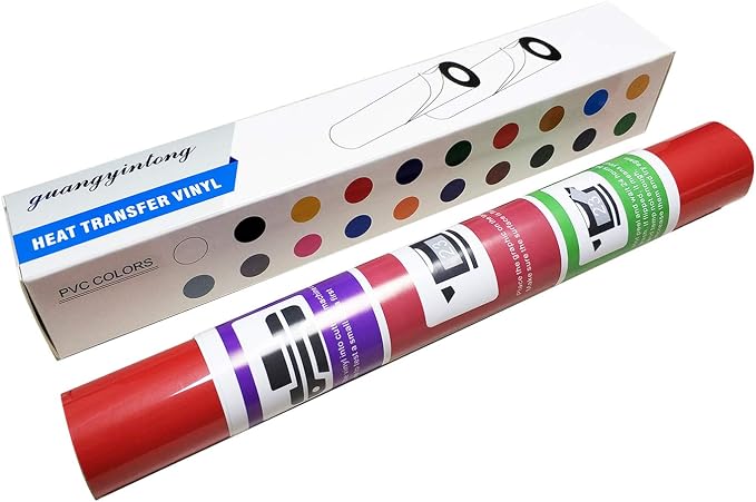 guangyintong Heat Transfer Vinyl Red HTV Rolls, Matte Surface PVC Material