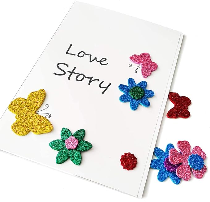 Glitter Foam Flower and Butterfly Shapes Stickers, Self-Adhesive Stickers Kid's