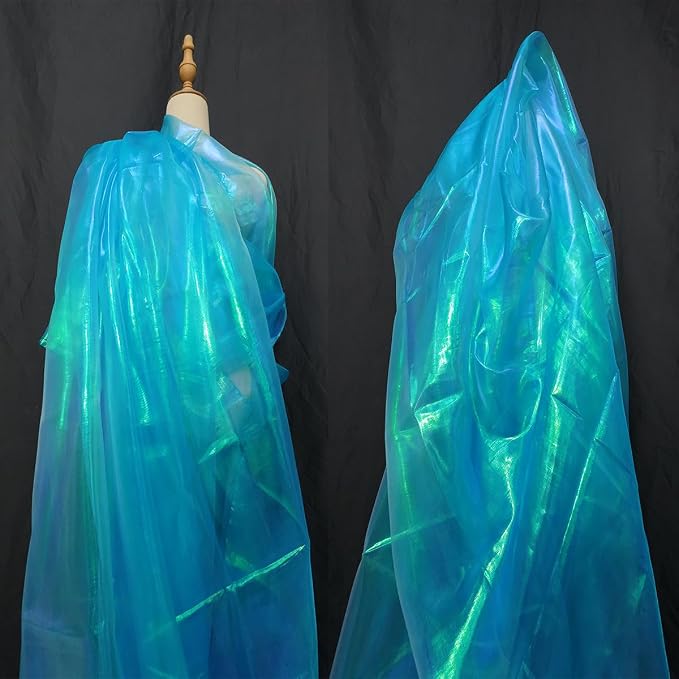 Sky Blue Iridescent Organza Fabric