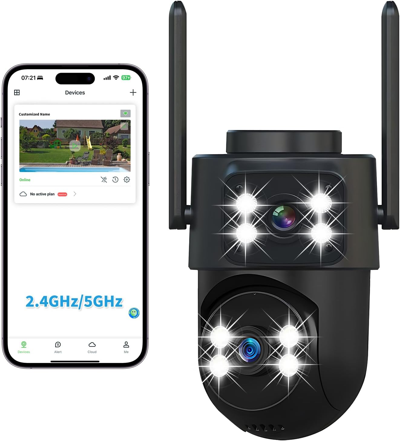 Dual-Lens Smart-Indoor Outdoor-Camera, 2K-3MP HD - 5G WiFi, 360° AI Motion Tracking IP65 Weatherproof, Color Night Vision, 24/7 Recording, 2-Way Audio, Nanny/Pet/Baby Cam (Black)