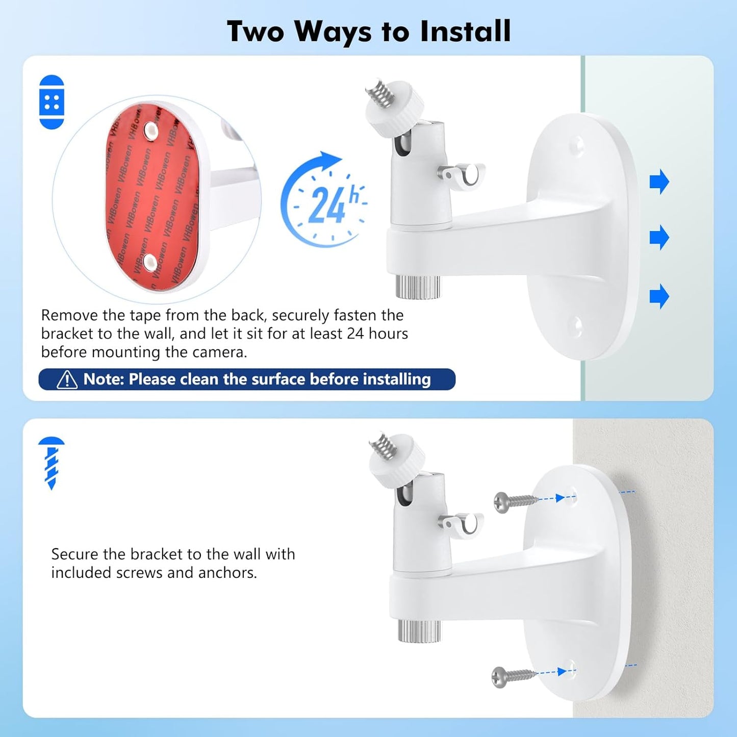 Baby Monitor Mount for HelloBaby HB65/HB40/HB6550/HB66/HB6339/HB6550 Pro, ANMEATE SM935E, 360° Adjustable Baby Camera Wall Mount for Hellobaby Monitor, Two Ways to Install