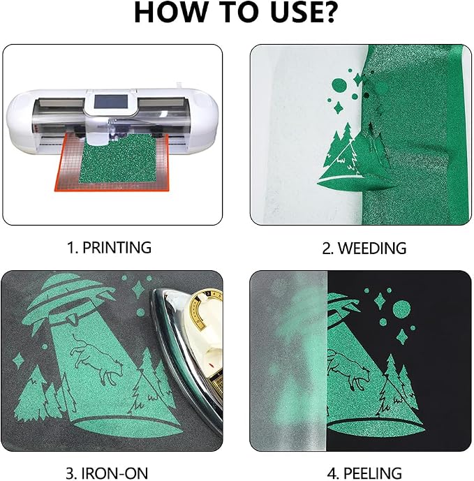 guangyintong Glitter Green Heat Transfer Vinyl HTV Rolls, 2 Rolls 12" x 12ft